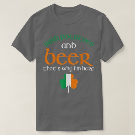 St Patricks Day Drinking Beer Funny Irish Potatoes Tシャツ (デザイン正面)