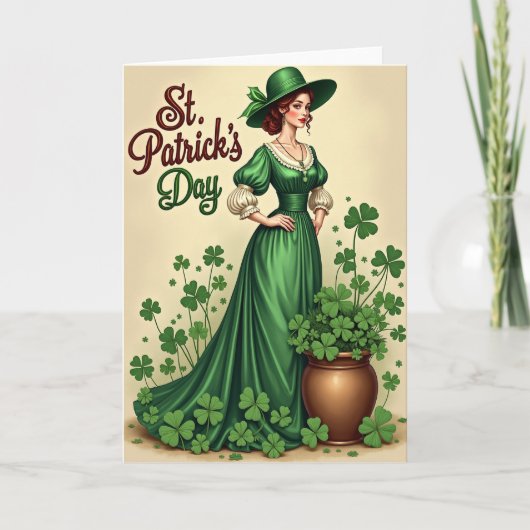 St Patricks Day Emerald Gown Card カード (正面)