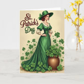 St Patricks Day Emerald Gown Card カード (黄色い花)