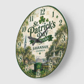 St. Patrick's Day Festival Savannah Georgia Irish ラージ壁時計 (傾斜)