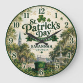 St. Patrick's Day Festival Savannah Georgia Irish ラージ壁時計 (正面)