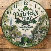 St. Patrick's Day Festival Savannah Georgia Irish ラージ壁時計