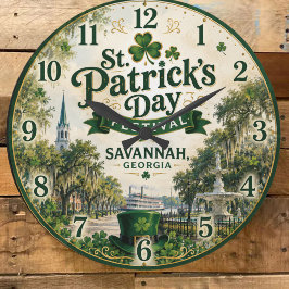 St. Patrick's Day Festival Savannah Georgia Irish ラージ壁時計