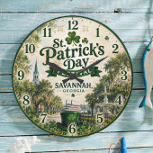 St. Patrick's Day Festival Savannah Georgia Irish ラージ壁時計