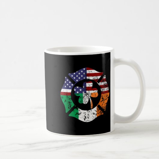 St Patrick's Day Fireman Gift Proud Firefighter Qu コーヒーマグカップ (右)