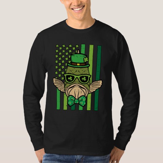 St Patricks Day Fish US Flag Saint Pattys Paddys M Tシャツ (正面)