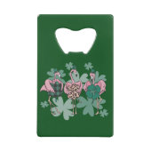 St Patricks Day Flamingo クレジットカード栓抜き (正面)