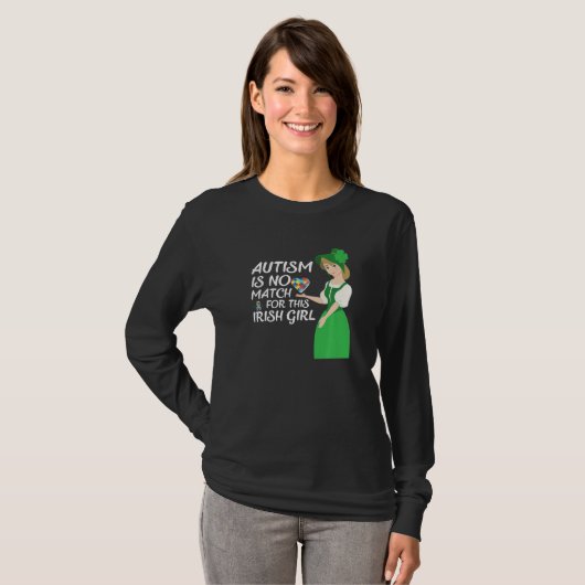 St Patricks Day Four Leaf C Irish Girl Autism Awar Tシャツ (正面フル)