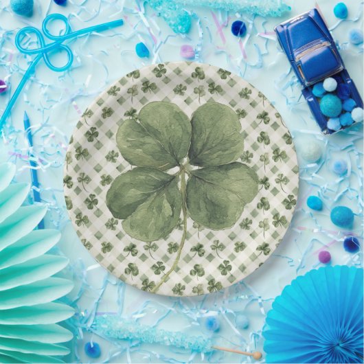 St Patrick's Day Four Leaf Clover ペーパープレート (パーティー)