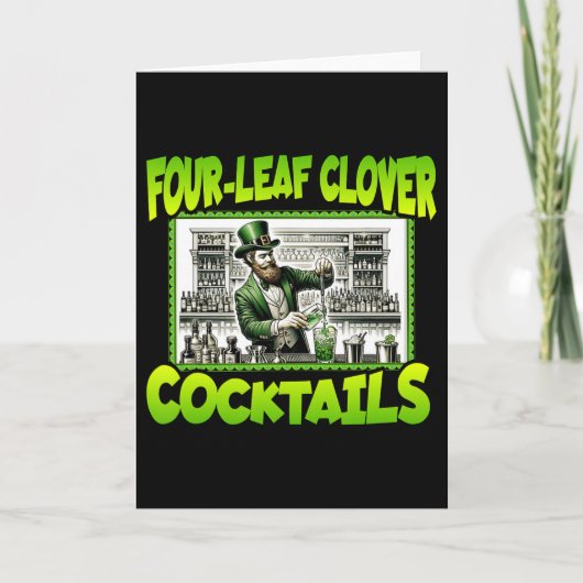 St Patricks Day Four Leaf Clover Tails St Paddys D カード (正面)