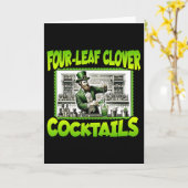 St Patricks Day Four Leaf Clover Tails St Paddys D カード (黄色い花)