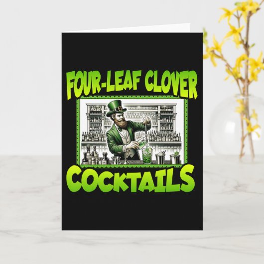 St Patricks Day Four Leaf Clover Tails St Paddys D カード (黄色い花)