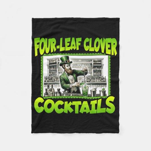 St Patricks Day Four Leaf Clover Tails St Paddys D フリースブランケット (正面)