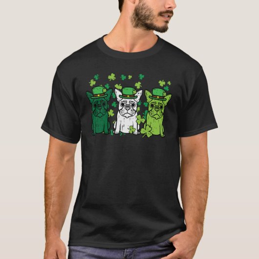 St Patricks Day French Bulldogs Dog Frenchie Men W Tシャツ (正面)