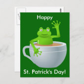 St.Patrick's Day Frog in Tea Cupはがき ポストカード (正面/裏面)