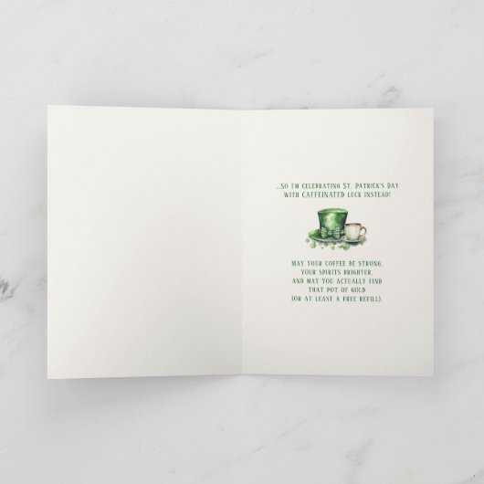 St. Patrick's Day Funny Leprechaun Coffee Card カード (内部)