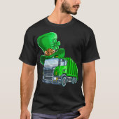 St Patricks Day Garbage Truck Shamrock Men Kids Tシャツ (正面)