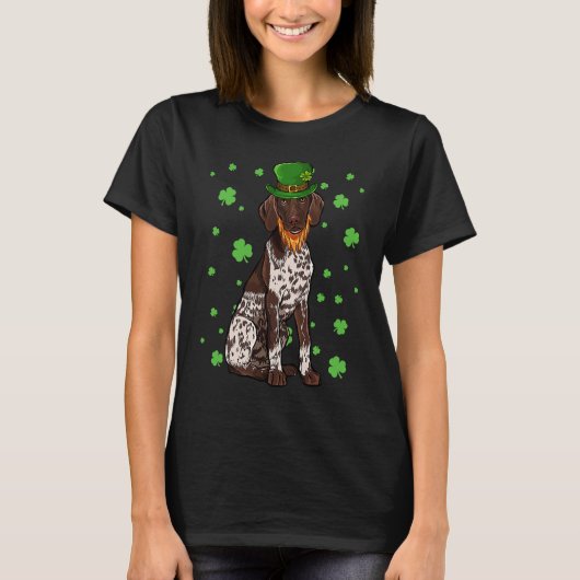 St Patricks Day German Shorthaired Pointer Dog Sha Tシャツ (正面)