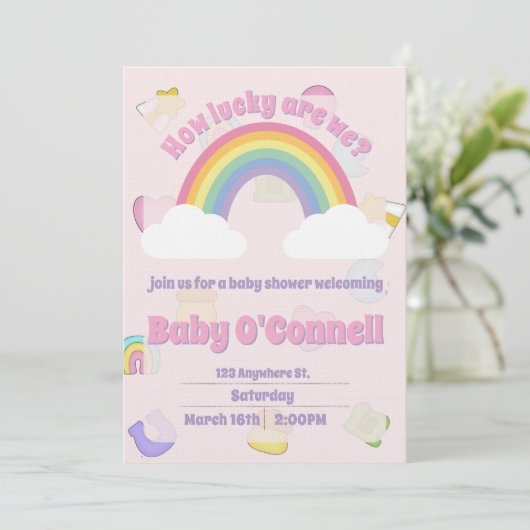 St. Patrick's Day girl baby shower 招待状 (スタンド正面)