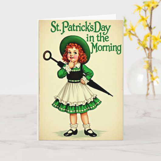 St Patricks Day Girl Card カード (黄色い花)