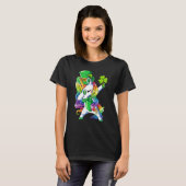 St Patricks Day Girls Dabbing Unicorn Leprechaun L Tシャツ (正面フル)