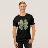 St. Patrick's Day Glitter Shamrock Unisex トライブレンドＴシャツ (正面全面)