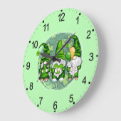 St. Patrick's Day Gnomes Shamrock Gnomes-54989 ラージ壁時計 (傾斜)