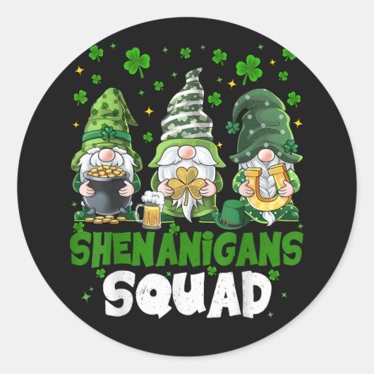 St Patricks Day Gnomes Shenanigans Squad Saint  ラウンドシール (正面)