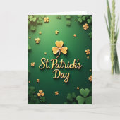 St Patricks Day Gold Clover Card カード (正面)