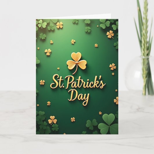 St Patricks Day Gold Clover Card カード (正面)