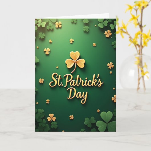 St Patricks Day Gold Clover Card カード (黄色い花)