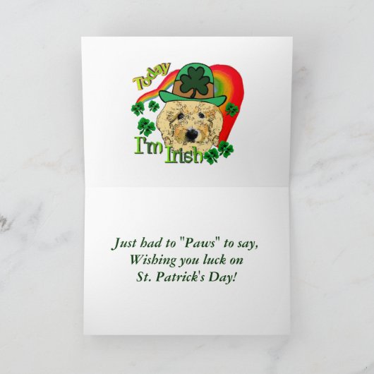 St patricks day Goldendoodle カード (内部)