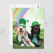 St patricks day- GoldenDoodles - Sadie and Izzie ポストカード (正面/裏面)