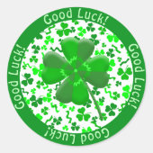 St Patrick's Day Good Luck Shamrocks Personalized ラウンドシール (正面)