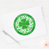 St Patrick's Day Good Luck Shamrocks Personalized ラウンドシール (封筒)