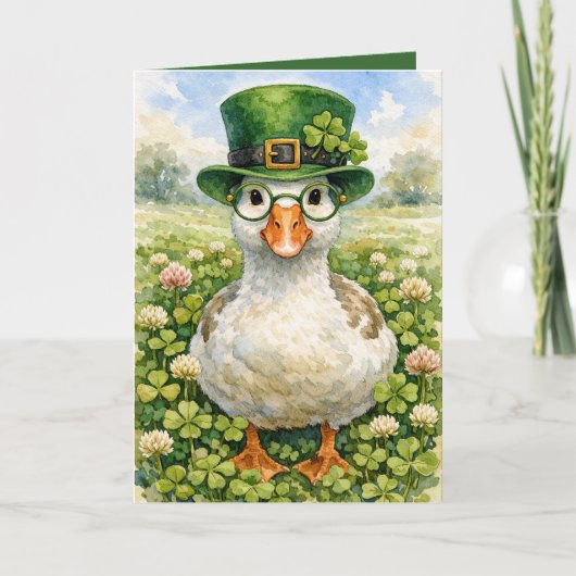 St. Patrick's Day Goose With Glasses カード (正面)