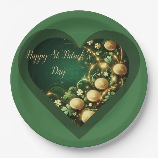 St Patrick's Day Green and Gold Coins ペーパープレート (正面)