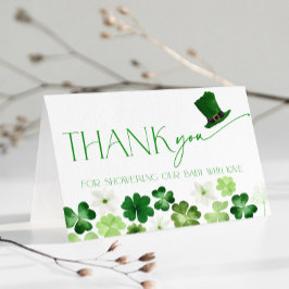 St. Patricks Day Green Baby Shower Thank You サンキューカード