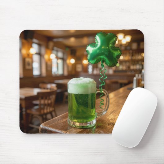 St. Patrick's Day Green Beer and Balloon マウスパッド (マウス)