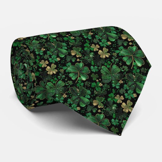 St. Patrick's Day Green Clover Custom Necktie ネクタイ (ロール)