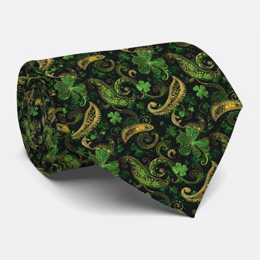 St. Patrick's Day Green Clover Custom Necktie ネクタイ (ロール)