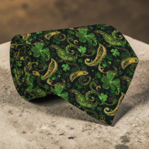St. Patrick's Day Green Clover Custom Necktie
