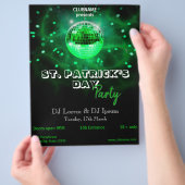 St. Patrick's Day Green Disco Ball Party Flyer チラシ (手)