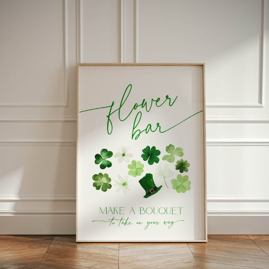 St. Patrick's Day Green Flower Bar Bouquet 台座サイン