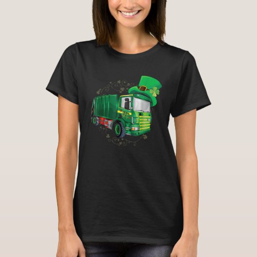 St Patrick's Day Green Garbage Truck Men Women Boy Tシャツ (正面)