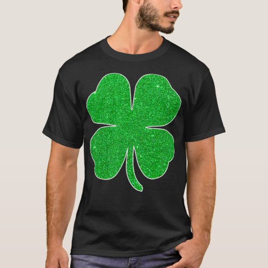 St Patricks Day Green Glitter Clover Shamrock Tシャツ (正面)