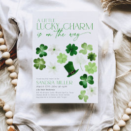 St. Patricks Day Green Shamrock Baby Shower 招待状