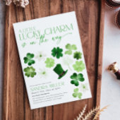 St. Patricks Day Green Shamrock Baby Shower 招待状