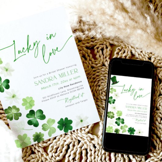 St. Patricks Day Green Shamrock Bridal Shower 招待状