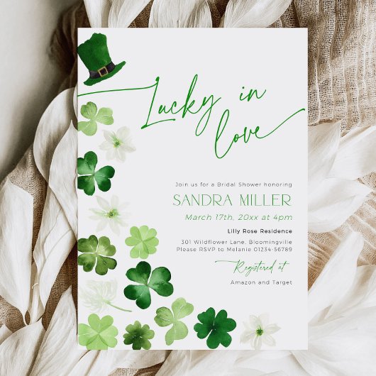 St. Patricks Day Green Shamrock Bridal Shower 招待状